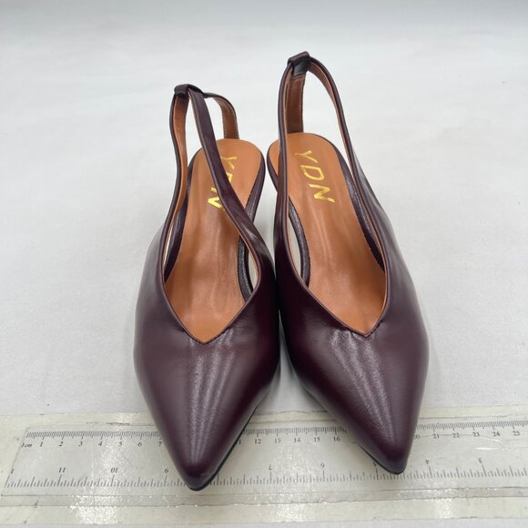 YDN Wine Sexy Pointed Toe Low Heels Cutout Shoes Wedding Party - Picture 2 of 7
